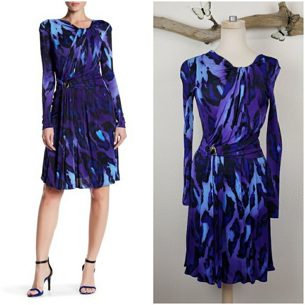 Versace Elegant Blue and Black Women's Dress